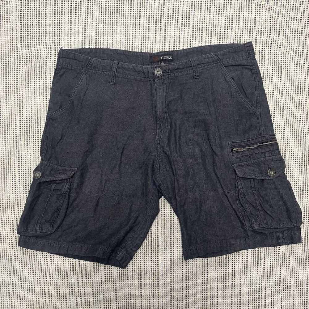 Guess Mens  Denim Cotton Blue Cargo Shorts 36